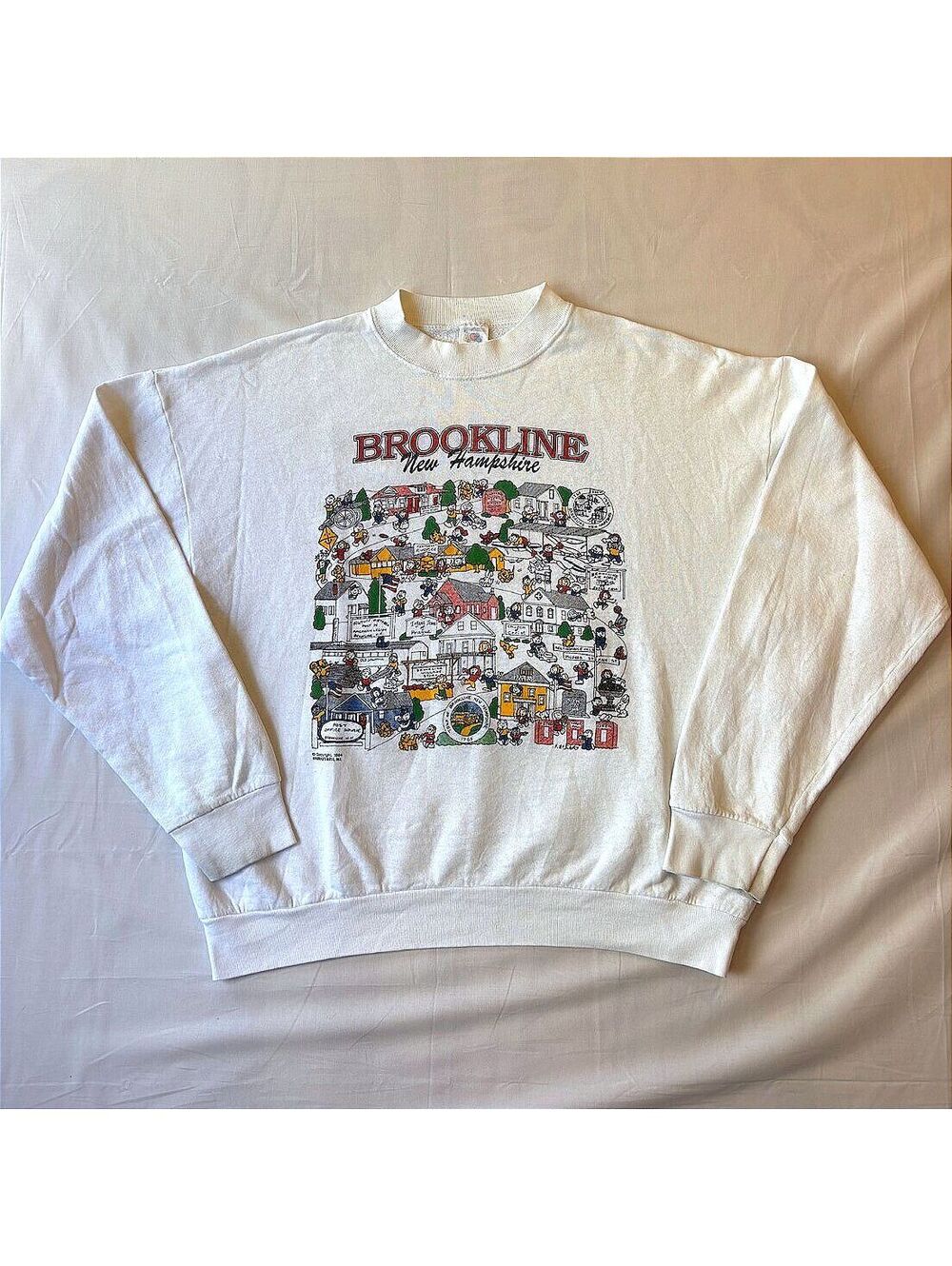 Vintage 1994 Brookline New Hampshire Cartoon City Sweatshirt XL